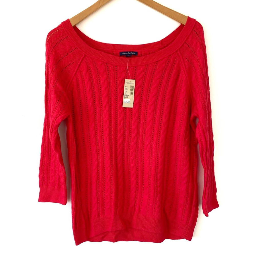 Hot Pink American Eagle Sedona Cable Knit Sweater